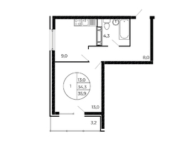 Продается 1-комнатная квартира Александра Невского ул, 35.05  м&sup2;, 4800000 рублей
