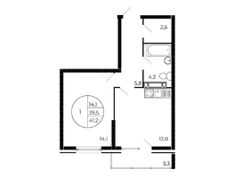 Продается 1-комнатная квартира Александра Невского ул, 40.85  м&sup2;, 4942850 рублей
