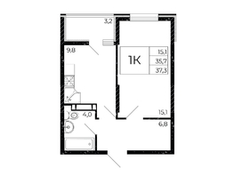 Продается 1-комнатная квартира Александра Невского ул, 37.35  м&sup2;, 4519350 рублей