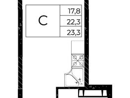 Продается Студия ЖК Флора, литера 3.1, 23.68  м&sup2;, 3102080 рублей