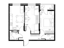 Продается 2-комнатная квартира ЖК Панорама на Театральном, литера 1, 54  м&sup2;, 10314000 рублей