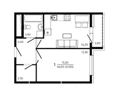 Продается 1-комнатная квартира ЖК ПРИТЯЖЕНИЕ, литер 3, 41.9  м&sup2;, 4850000 рублей