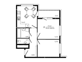 Продается 2-комнатная квартира ЖК ПРИТЯЖЕНИЕ, литер 3, 58.5  м&sup2;, 7460300 рублей