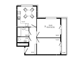 Продается 2-комнатная квартира ЖК ПРИТЯЖЕНИЕ, литер 3, 62.55  м&sup2;, 7634250 рублей