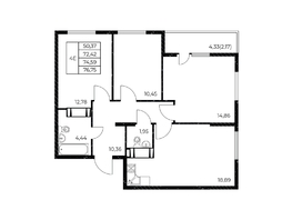 Продается 3-комнатная квартира ЖК Звезда Столицы 2, 76.75  м&sup2;, 11128750 рублей