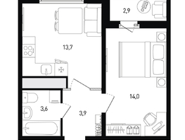 Продается 1-комнатная квартира ЖК 5 элемент Аске, лит 5-11 стр.1, сек.1,2,3,4, 36.7  м&sup2;, 6338090 рублей