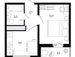 Продается 1-комнатная квартира ЖК 5 элемент Аске, лит 5-11 стр.1, сек.1,2,3,4, 29.2  м&sup2;, 5498360 рублей