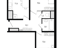 Продается 2-комнатная квартира ЖК 5 элемент Аске, лит 5-11 стр.1, сек.1,2,3,4, 51.6  м&sup2;, 6769920 рублей