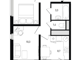 Продается 2-комнатная квартира ЖК 5 элемент Аске, лит 5-11 стр.2, сек.5,6, 43.3  м&sup2;, 5819520 рублей