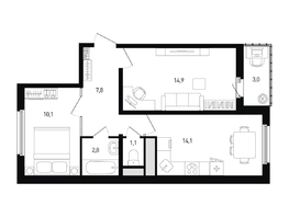 Продается 2-комнатная квартира ЖК 5 элемент Аске, лит 5-11 стр.2, сек.5,6, 52.3  м&sup2;, 6391060 рублей
