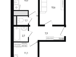 Продается 2-комнатная квартира ЖК 5 элемент Аске, лит 5-11 стр.2, сек.5,6, 44.8  м&sup2;, 6070400 рублей