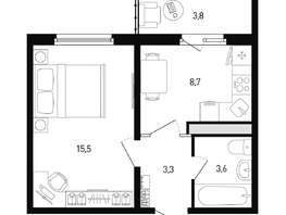 Продается 1-комнатная квартира ЖК 5 элемент Аске, лит 5-11 стр.2, сек.5,6, 32.2  м&sup2;, 4559520 рублей