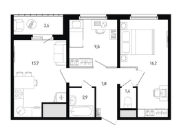 Продается 2-комнатная квартира ЖК 5 элемент Аске, лит 5-11 стр.2, сек.5,6, 55.3  м&sup2;, 6350652 рублей