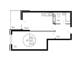 Продается 1-комнатная квартира Александра Невского ул, 41.19  м&sup2;, 4983990 рублей