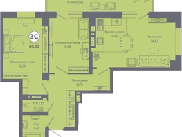 Продается 3-комнатная квартира ЖК Сокольники, литер 3, 66.39  м&sup2;, 7502070 рублей