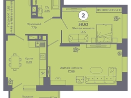 Продается 2-комнатная квартира ЖК Сокольники, литер 3, 58.83  м&sup2;, 6647790 рублей