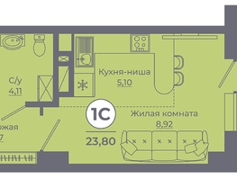 Продается 1-комнатная квартира ЖК Сокольники, литер 3, 23.8  м&sup2;, 3094000 рублей