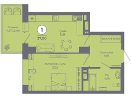 Продается 1-комнатная квартира ЖК Сокольники, литер 3, 37.11  м&sup2;, 4564530 рублей
