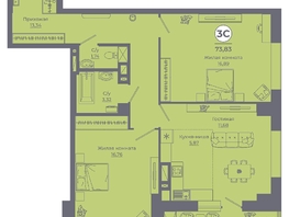 Продается 3-комнатная квартира ЖК Сокольники, литер 3, 73.66  м&sup2;, 8102600 рублей