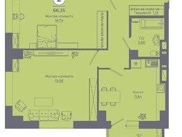Продается 2-комнатная квартира ЖК Сокольники, литер 3, 66.24  м&sup2;, 7286400 рублей