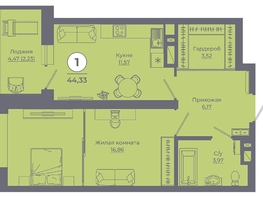 Продается 1-комнатная квартира ЖК Сокольники, литер 3, 44.04  м&sup2;, 4976520 рублей
