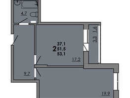 Продается 2-комнатная квартира ЖК Грей, кв-л 11-3, 53.05  м&sup2;, 7267850 рублей