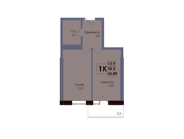 Продается 1-комнатная квартира ЖК Академия, 2 этап, 35.89  м&sup2;, 6801155 рублей
