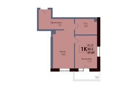 Продается 1-комнатная квартира ЖК Академия, 2 этап, 39.89  м&sup2;, 7559155 рублей