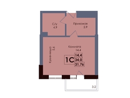 Продается Студия ЖК Академия, 2 этап, 31.76  м&sup2;, 6018520 рублей