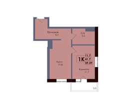 Продается 1-комнатная квартира ЖК Академия, 2 этап, 39.39  м&sup2;, 7464405 рублей