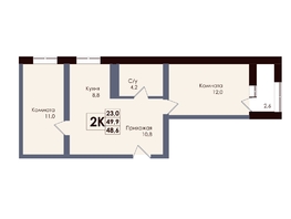 Продается 2-комнатная квартира ЖК Академия, 2 этап, 48.6  м&sup2;, 8432100 рублей