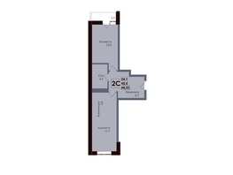Продается 2-комнатная квартира ЖК Академия, 2 этап, 44.35  м&sup2;, 7694725 рублей