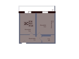 Продается 2-комнатная квартира ЖК Академия, 2 этап, 47.63  м&sup2;, 8263805 рублей