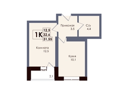 Продается 1-комнатная квартира ЖК Академия, 2 этап, 31.55  м&sup2;, 5978725 рублей
