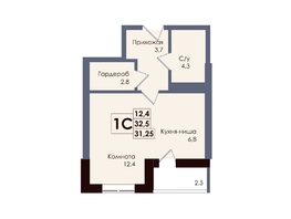 Продается Студия ЖК Академия, 2 этап, 31.25  м&sup2;, 5921875 рублей