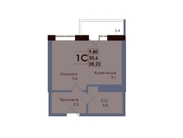 Продается Студия ЖК Академия, 2 этап, 28.22  м&sup2;, 5418240 рублей
