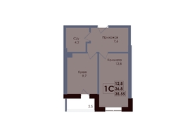 Продается 1-комнатная квартира ЖК Академия, 2 этап, 35.55  м&sup2;, 6736725 рублей