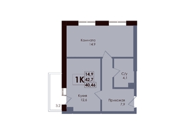 Продается 1-комнатная квартира ЖК Академия, 2 этап, 40.46  м&sup2;, 7667170 рублей