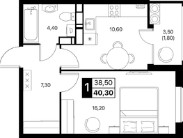 Продается 1-комнатная квартира ЖК Эстет, литер 48.1, 40.3  м&sup2;, 6853418 рублей
