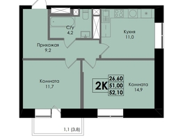 Продается 2-комнатная квартира ЖК Ботаника, дом 1, 52.1  м&sup2;, 7137700 рублей