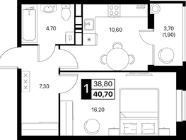 Продается 1-комнатная квартира ЖК Эстет, литер 48.1, 40.7  м&sup2;, 6921442 рублей