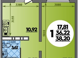Продается 1-комнатная квартира ЖК Суворовский, литера 2, 38.2  м&sup2;, 4990000 рублей