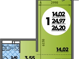 Продается Студия ЖК Суворовский, литера 23, 26.2  м&sup2;, 3687960 рублей