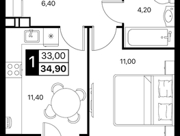Продается 1-комнатная квартира ЖК Эстет, литер 49.2, 34.9  м&sup2;, 6078184 рублей