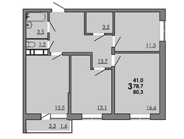 Продается 3-комнатная квартира ЖК Грей, кв-л 11-3, 80  м&sup2;, 8480000 рублей