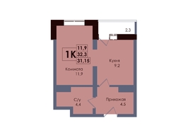 Продается 1-комнатная квартира ЖК Академия, 2 этап, 31.15  м&sup2;, 5451250 рублей