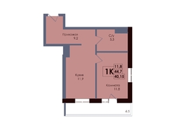 Продается 1-комнатная квартира ЖК Академия, 2 этап, 40.15  м&sup2;, 7608425 рублей
