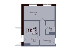 Продается 1-комнатная квартира ЖК Академия, 2 этап, 39.36  м&sup2;, 7458720 рублей