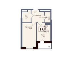 Продается 1-комнатная квартира ЖК Академия, 2 этап, 33.85  м&sup2;, 5923750 рублей