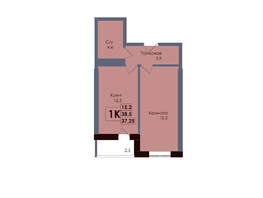 Продается 1-комнатная квартира ЖК Академия, 2 этап, 37.25  м&sup2;, 6518750 рублей